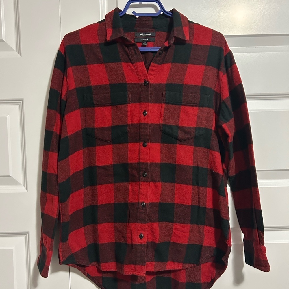 Madewell Oversized Buffalo Plaid Flannel Button Down Shirt